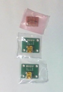+5V⇔+3.3Vの変換回路とUSB miniBコネクタピッチ変換基板